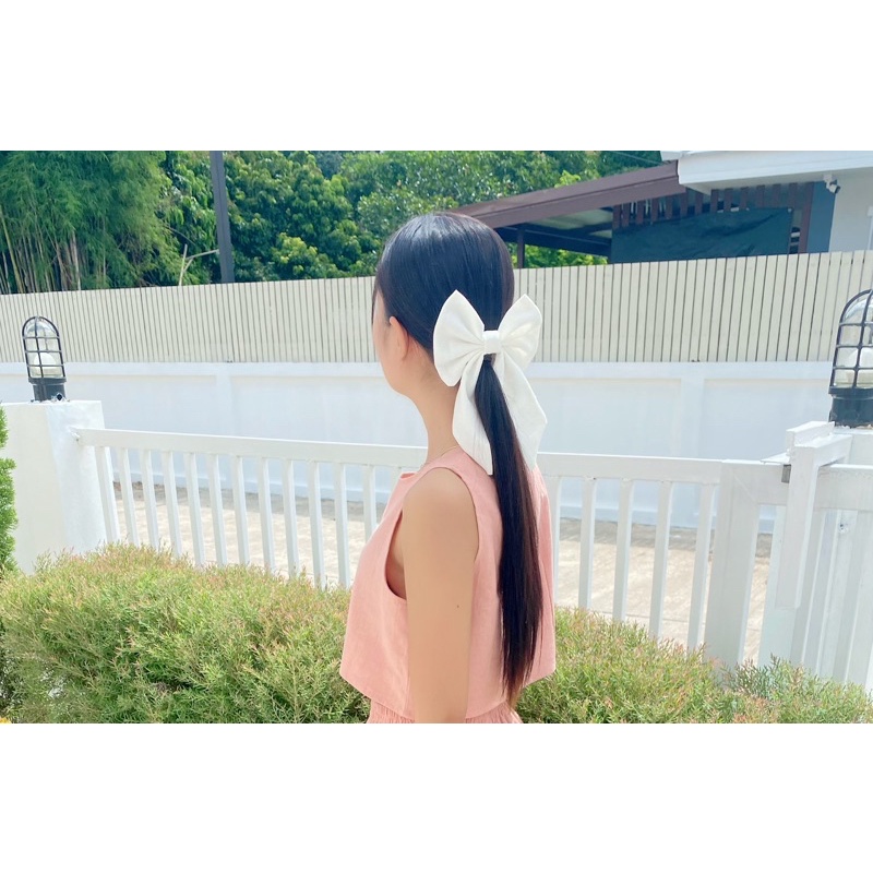 โบว์ติดผมผ้าฝ้ายแฮนด์เมด