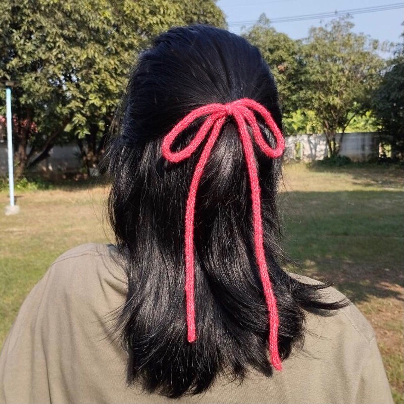 โบว์ผูกผมไหมพรม  ✨ โบว์ผูกผม โบว์ผูกข้อมือหรือตกแต่งกระเป๋า มี2ความยาว