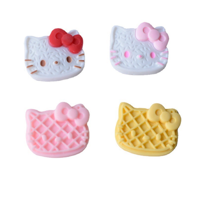 โมเดลเรซิ่น รูปการ์ตูนแมว Hello Kitty 3D สามมิติ แฮนด์เมด DIY สําหรับตกแต่งบิสกิต แพ็กละ 10 ชิ้น