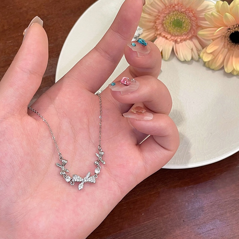 ในไทย-ระดับรายการ Lux Zircon Bow สร้อยข้อมือสำหรับสุภาพสตรีอุปกรณ์เสริมที่ละเอียดอ่อนCOD