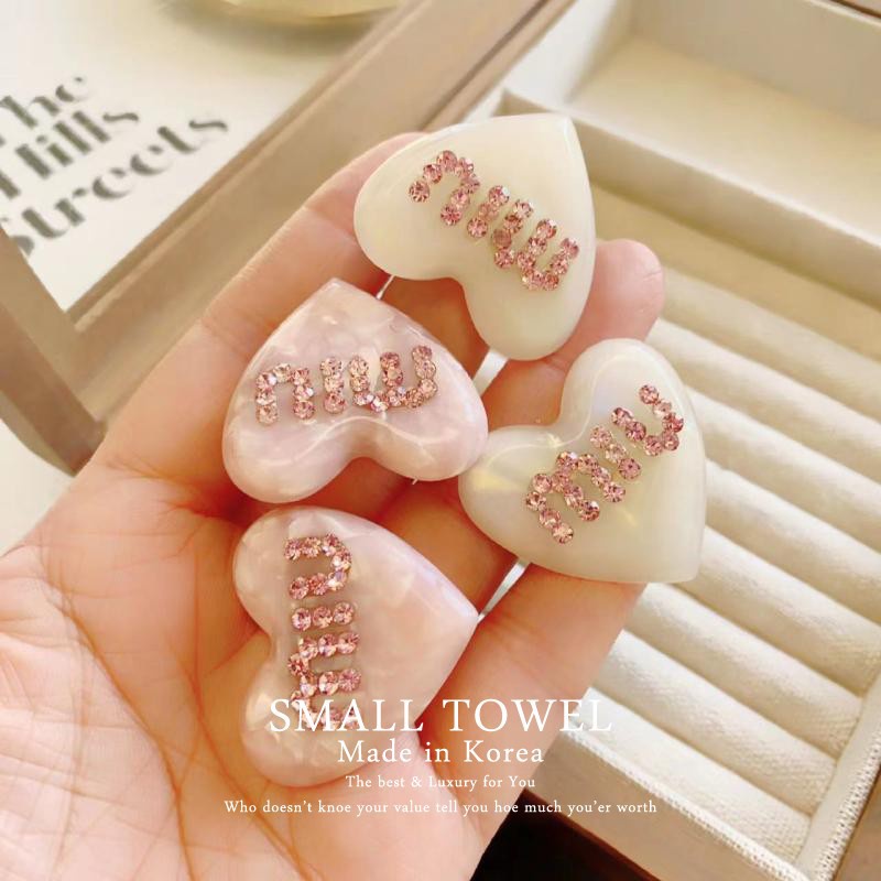 ใหม่ กิ๊บติดผม ประดับมุก พลอยเทียม สีชมพู ลายตัวอักษร หัวใจ หวานแหวว