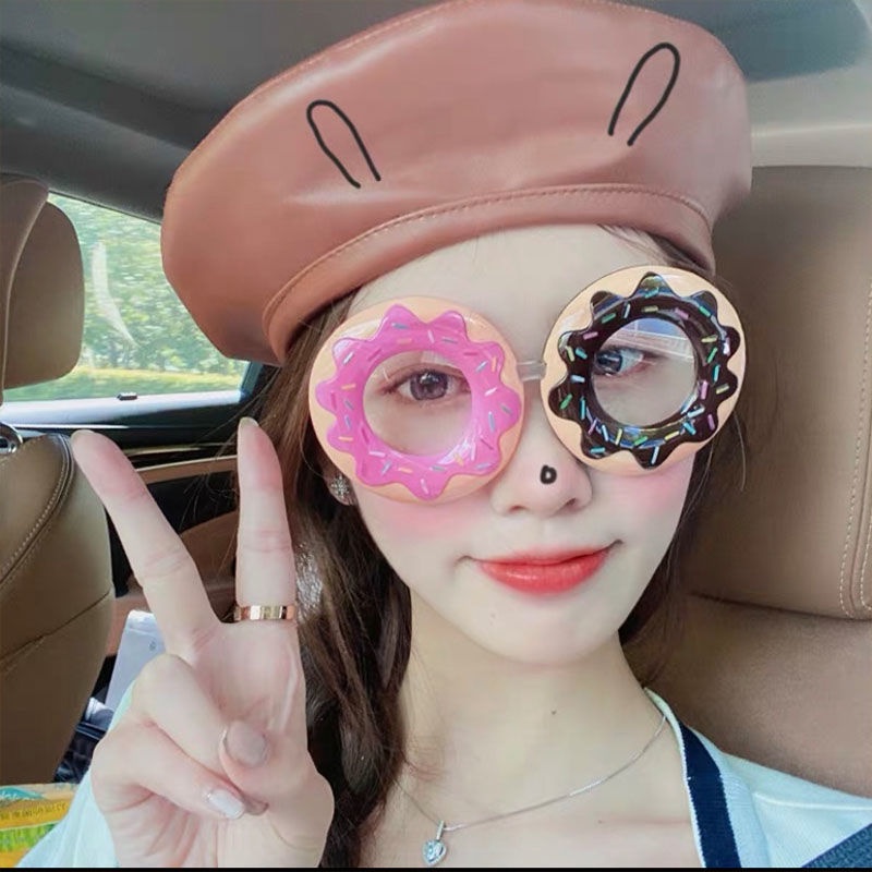 ใหม่ แว่นตาโดนัท เค้ก น่ารัก ตลก ตกแต่งปาร์ตี้ ผู้หญิง แว่นตา รูปภาพ ทุกเพศ