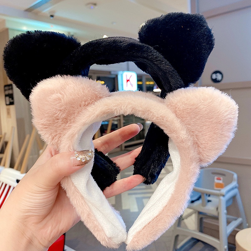 ใหม่ผ้าโพกศีรษะที่คาดศีรษะตุ๊กตาแมวน่ารักสีพื้น