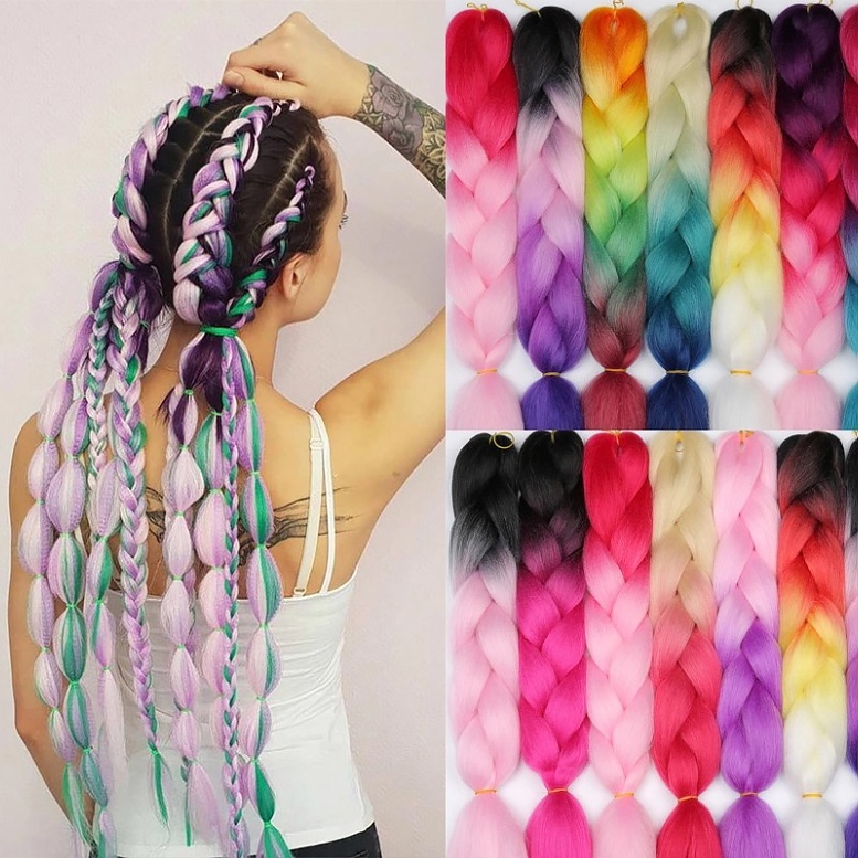 ไหมถักเปียนิ่มๆ แฮร์พีชถักเปียน่ารักๆ 2 และ 3 สีไฮไลท์แบบสวยมาก
