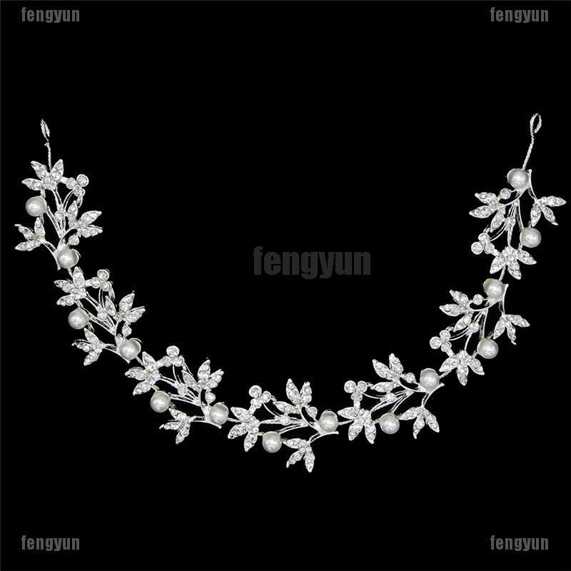★ที่คาดผม ประดับไข่มุกคริสตัล สีเงิน สําหรับเจ้าสาว งานแต่งงาน