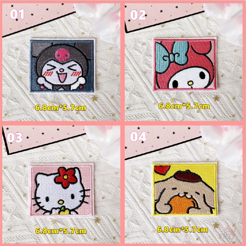 ☸ แผ่นแพทช์รีด ลายการ์ตูน Cinnamoroll Melody Kuromi Hello Kitty Pom Pom Purin ☸ แผ่นแพทช์รีดติดเสื้อ DIY (6.8 ซม. * 5.7 ซม.) 1 ชิ้น