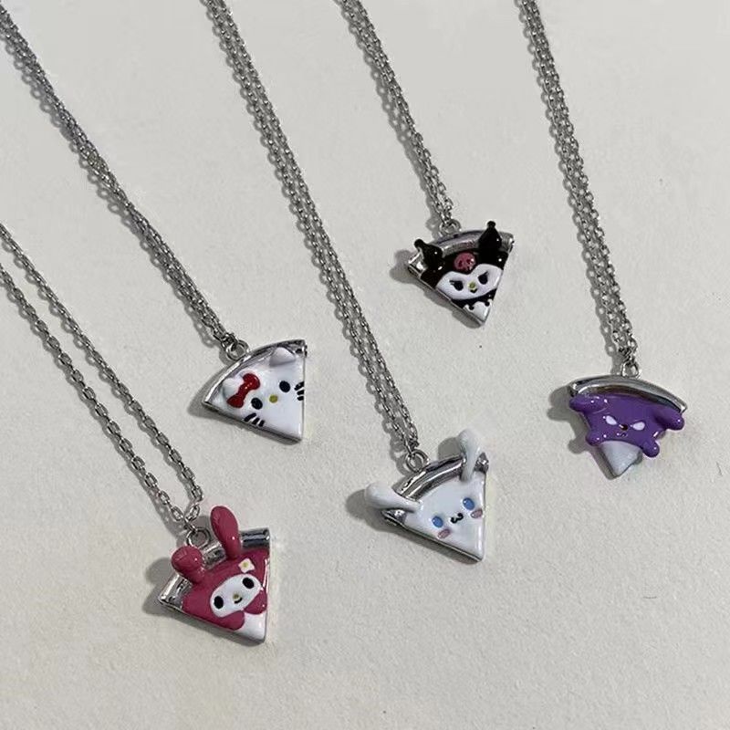 ✨XINYIA✨สร้อยคอแม่เหล็ก Kuromi Melody Cinnamoroll Dog Hello Kitty สไตล์เกาหลี สร้อยคอคู่ พิซซ่า ผู้หญิง 2024