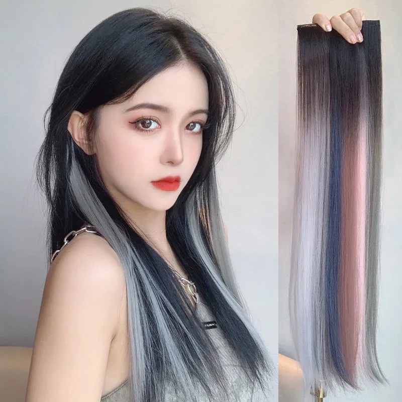 ✨✨ไฮไลท์ทูโทน สีย้อมผม แฮร์พีช ผมปลอมวิกผม ชิ้นต่อผมวัสดุเคลือบด้าน ไม่เงา