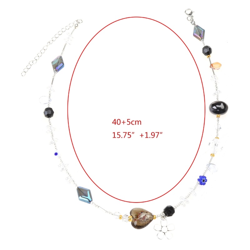 ✿ Flower Necklace for Women Gifts Crystal Gravel Beaded Choker Chain Statement Necklace Cute Choker Jewelry