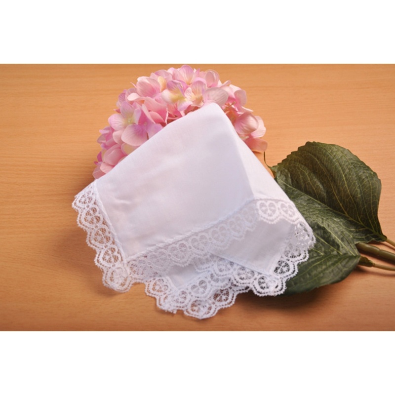 ✿ ผ้าเช็ดหน้า แต่งขอบลูกไม้ แบบพกพา ซักทําความสะอาดได้ DIY สําหรับผู้หญิง