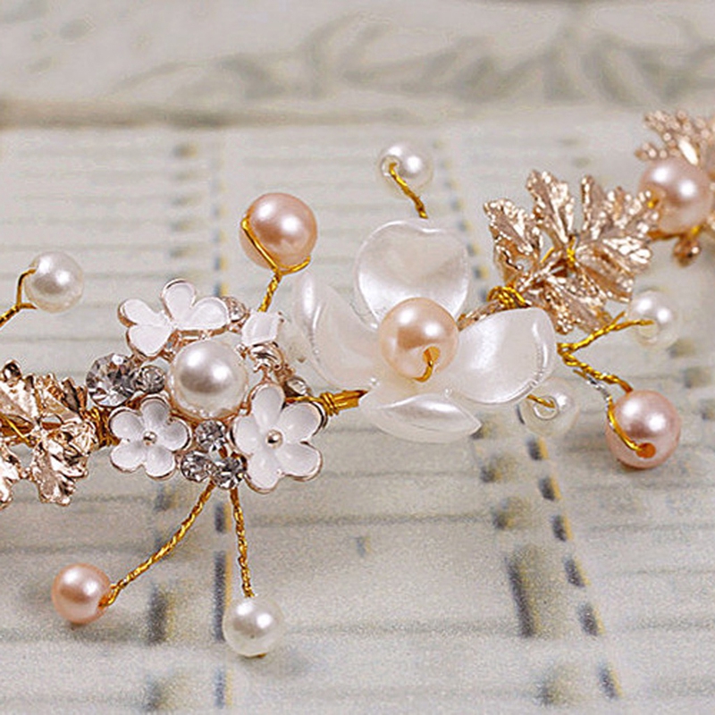 ❤ AUTU ที่คาดผมประดับไข่มุก Rhinestone
