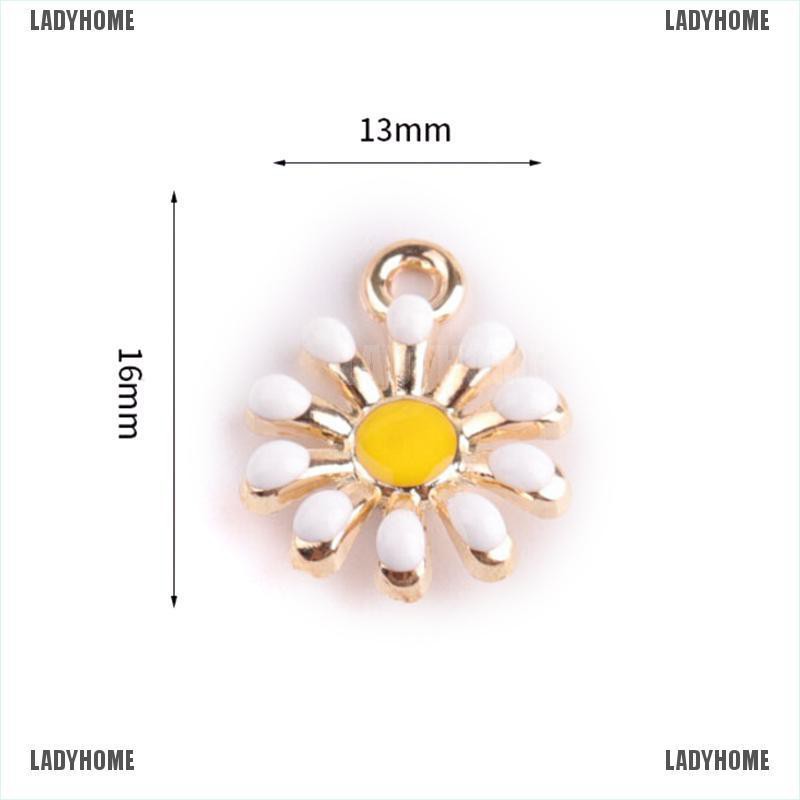 ❤Ladyhome❤10 ชิ้น / เซต โลหะผสมเคลือบ รูปดอกทานตะวัน จี้ เครื่องประดับงานฝีมือ DIY