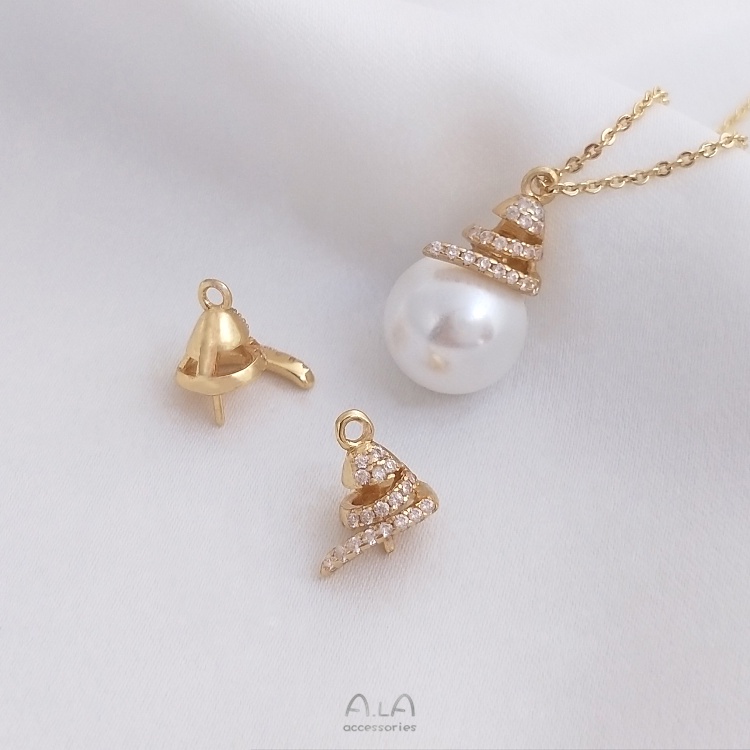 ❤️เครื่องประดับ DIY❤️จี้ไข่มุกคริสตัลชุบทอง 14K สําหรับทําเพทาย【ฝาลูกปัด/ปะเก็น】