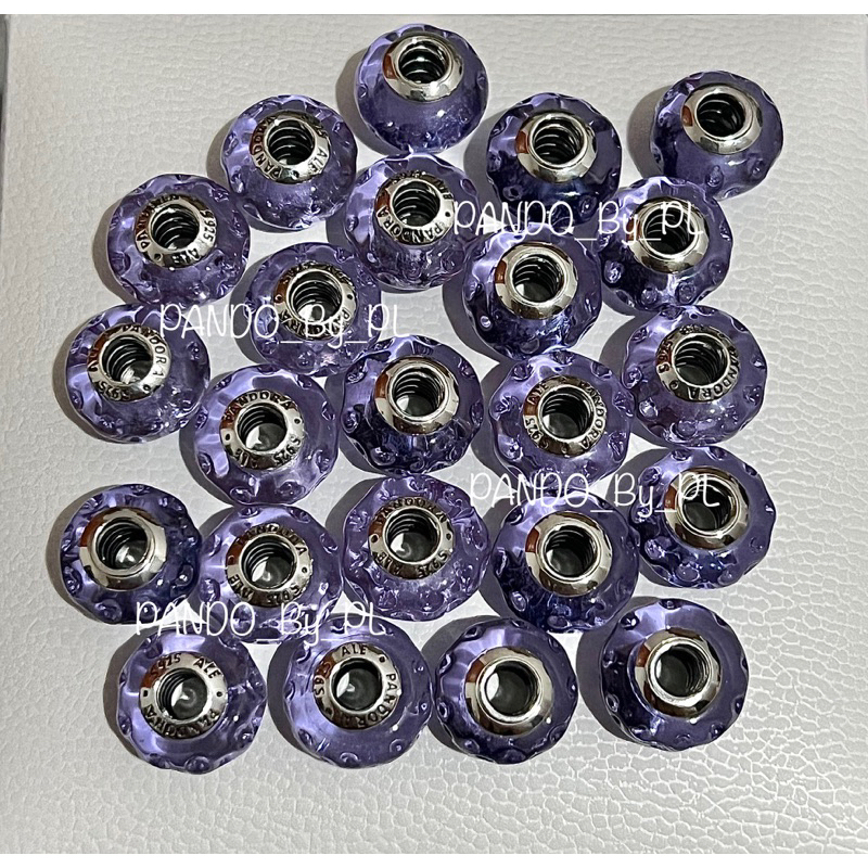 ⭐️(พร้อมส่ง)⭐️ มูม่วงเปลี่ยนสี Pandora Wavy Lavender Murano Glass Charm ชาร์มPandoraของเเท้100%