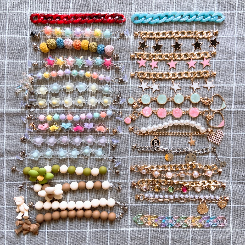 【 Ooyoudo】ใหม่ สายโซ่โลหะ ประดับไข่มุก และเพชร สําหรับตกแต่ง croc DIY【แตะผู้หญิง jibitz อุปกรณ์เสริม】