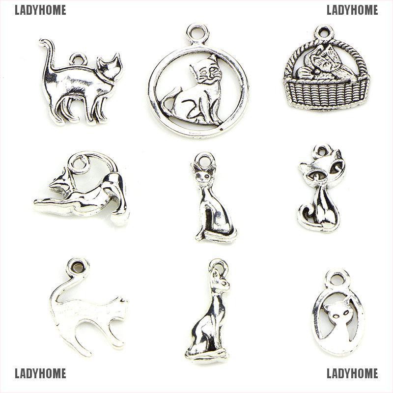 【Ladyhome】จี้รูปแมวน่ารัก สีเงิน สไตล์วินเทจ DIY 42 ชิ้น/ล็อต
