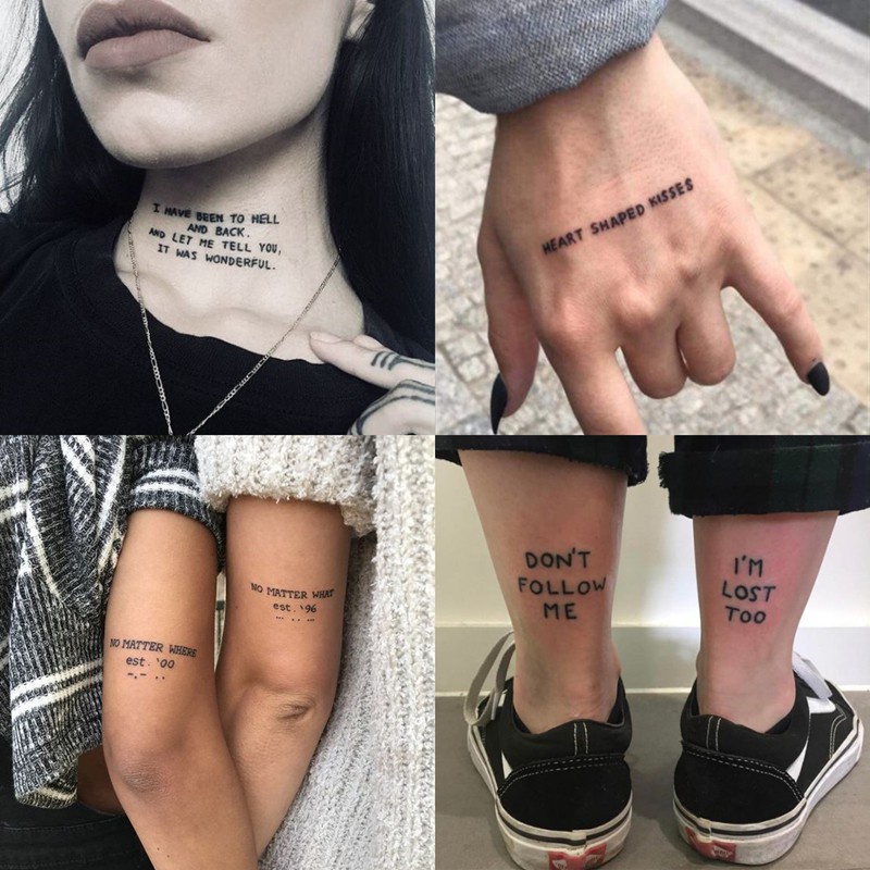 【Meet Magic Tattoo】สติกเกอร์รอยสักชั่วคราว ลายภาษาอังกฤษ ขนาดเล็ก กันน้ํา 15 วัน