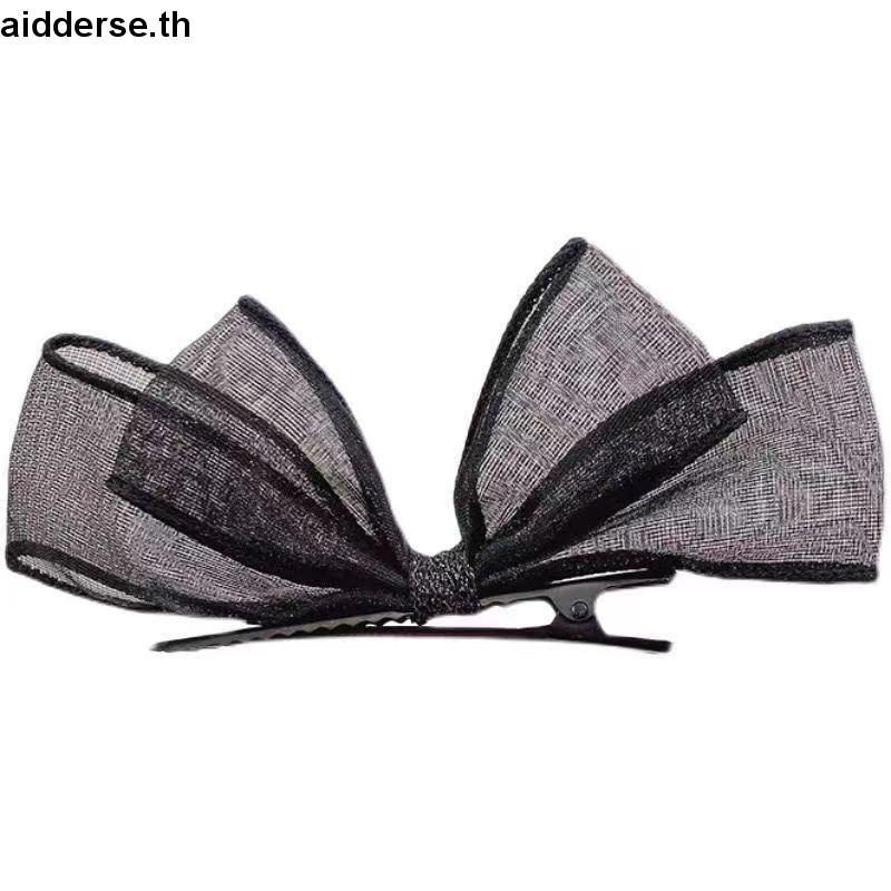 【aidderse.th】กิ๊บติดผม ผ้าตาข่าย ประดับโบว์ สีดํา สามมิติ สไตล์โลลิต้า สําหรับผู้หญิง