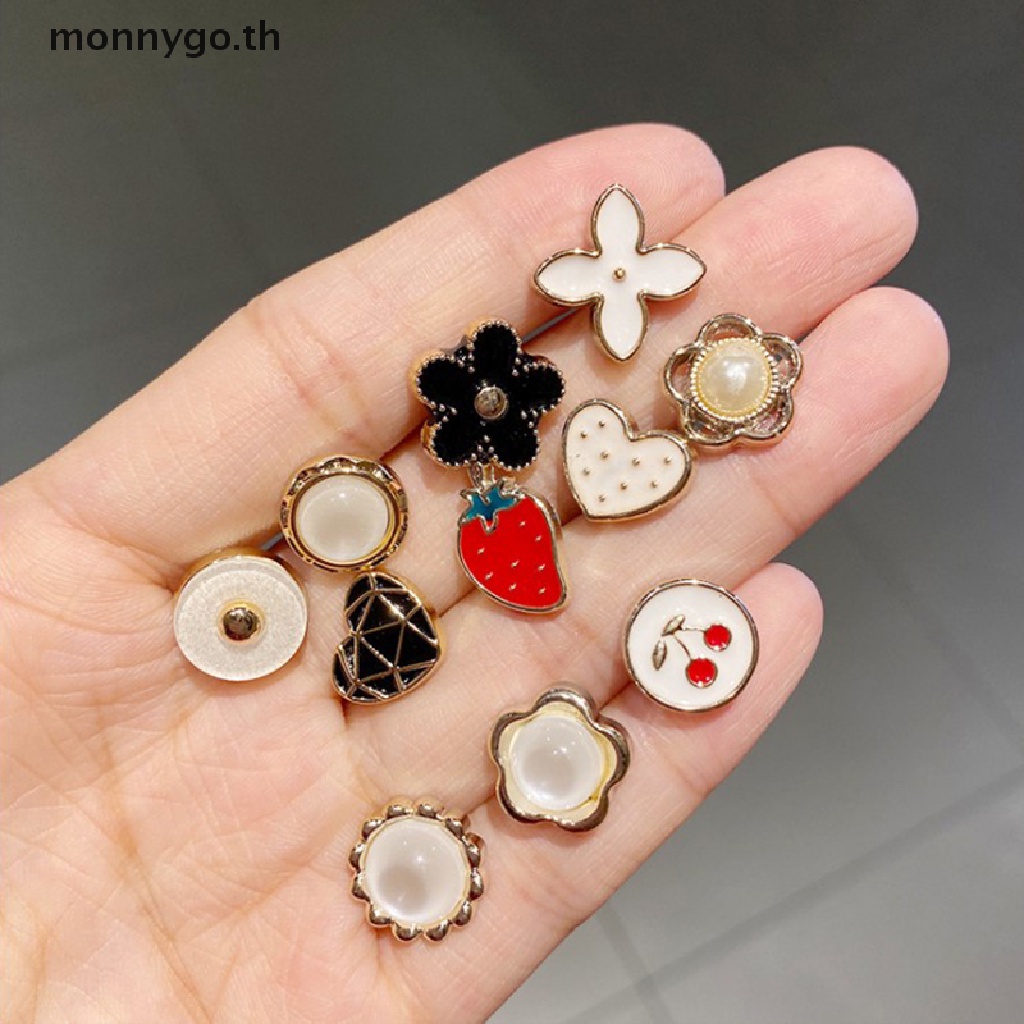 【monnygo】เข็มกลัดกระดุมมุก สําหรับตกแต่งเสื้อเชิ้ตผู้หญิง 10 ชิ้น