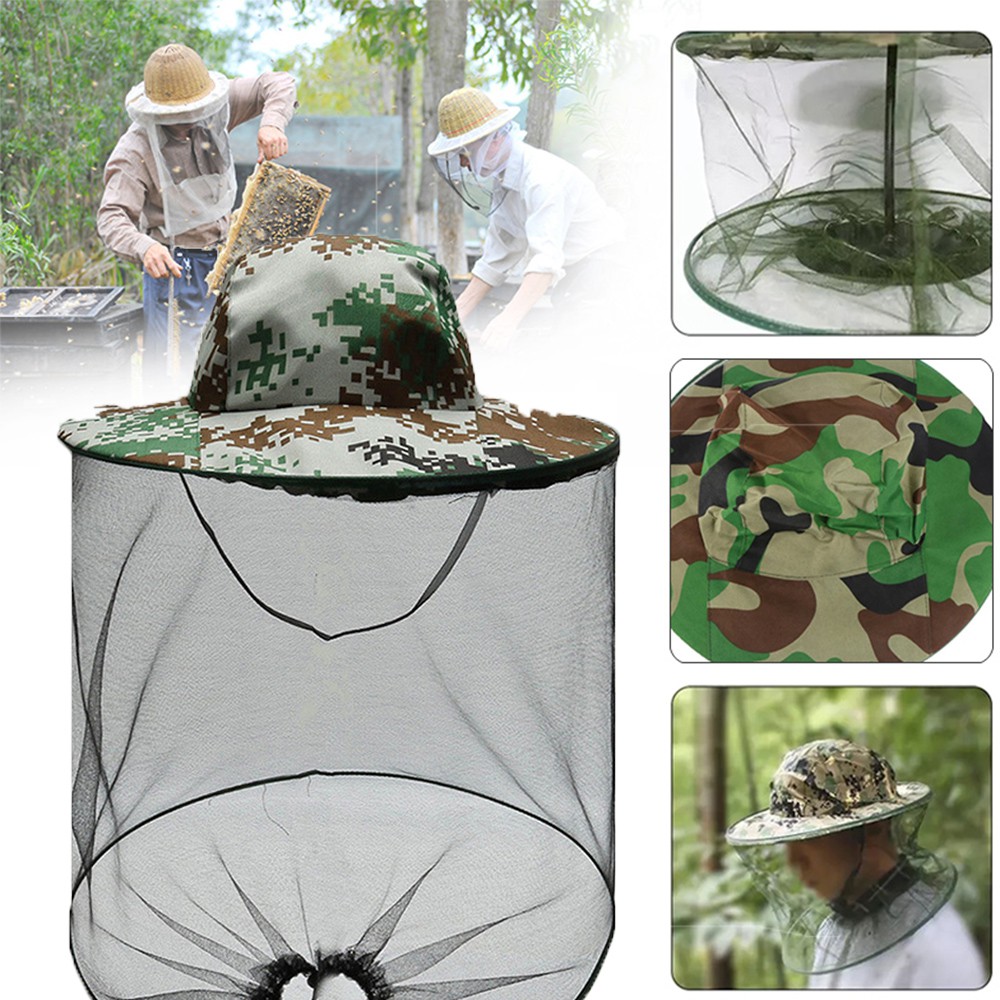 【สินค้าพร้อมส่ง】หมวกตาข่าย หมวกมุ้งตาข่ายกันแมลงกตาข่ายกันยุงลายพรางกปีก