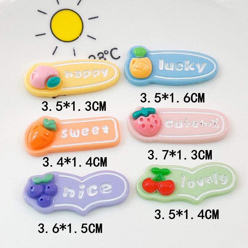 [2 #] Jibbitz Crocs กิ๊บติดผม รูปผลไม้ เชอร์รี่ หัวใจ แบบยาว แวววาว DIY อุปกรณ์เสริม สําหรับเด็ก QP