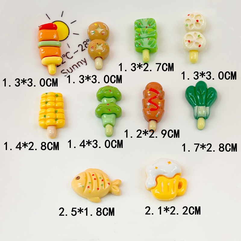 [2 #] Jibbitz Crocs ของเล่นไม้เสียบบาร์บีคิว ไส้กรอก ผัก ดอกบัว เห็ด เบียร์ อาหาร ครีม เหงือก เรซิ่น DIY QP