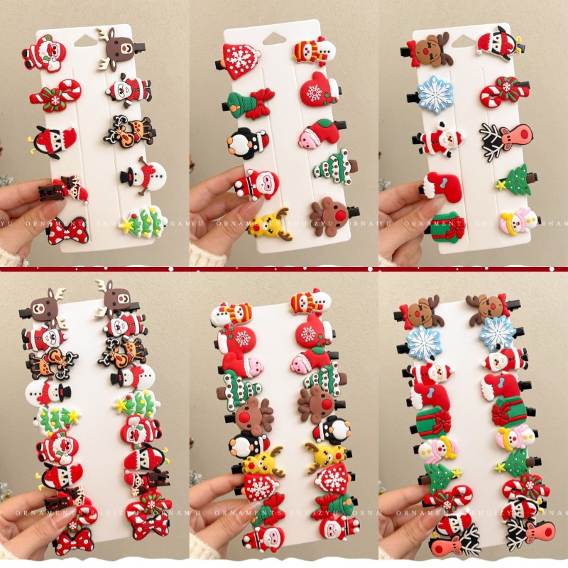 20 ชิ้น ชุดกิ๊บติดผม ลายการ์ตูนคริสต์มาสน่ารัก แฟชั่นสไตล์เกาหลี สําหรับเด็ก มี