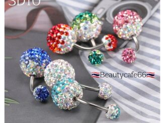 SD10 เพชรไล่สี Crystal ball Stainless 316L ก้านสแตนเลสแท้ (1 ชิ้น) ต่างหูเพชร จิวสแตนเลส จิวสะดือเพชร
