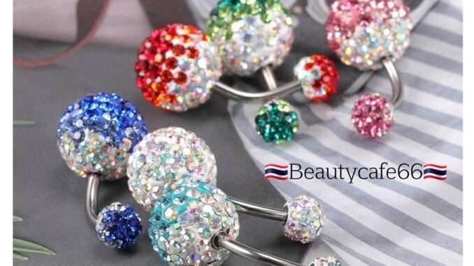 SD10 เพชรไล่สี Crystal ball Stainless 316L ก้านสแตนเลสแท้ (1 ชิ้น) ต่างหูเพชร จิวสแตนเลส จิวสะดือเพชร