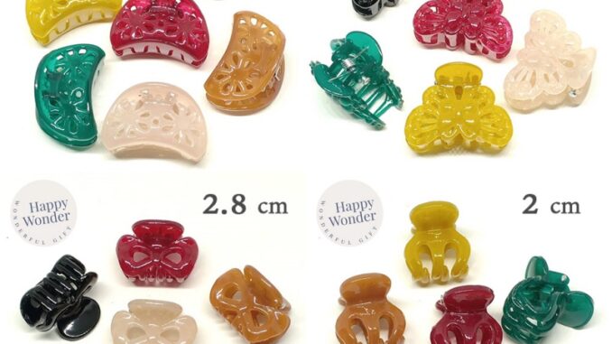 2 ชิ้น กิ๊บหนีบผมคู่ ตัวเล็ก 2-2.8cm 4 แบบ 6 สี น้ำหนักเบา เคลือบมัน หนีบแน่น