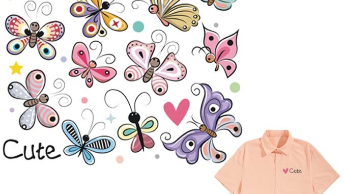 ชุดแพทช์ ลายผีเสื้อน่ารัก สําหรับเสื้อผ้า Diy
