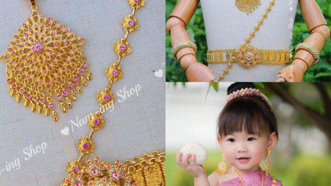 พร้อมส่ง สร้อยคอ ต่างหูหนีบ เครื่องประดับชุดไทย เครื่องประดับเด็ก