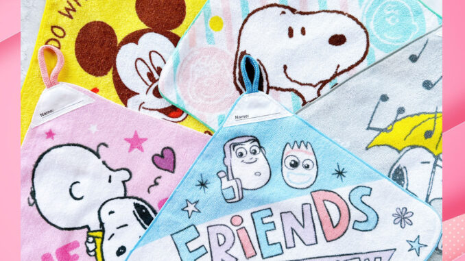 ผ้าเช็ดหน้าเขียนชื่อได้ ||28x28||  ผ้าขนหนู ดิสนีย์ Disney ลายการ์ตูน มีห่วงแขวน เลือกลายได้ พร้อมส่ง
