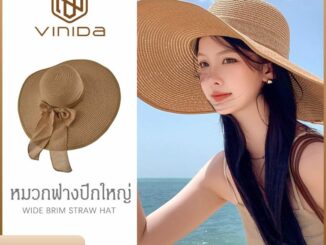 202 หมวกสานปีกกว้าง มีโบว์สามารถดึงออกและมัดใหม่ได้ หมวกไปทะเลกันแดด พร้อมส่ง