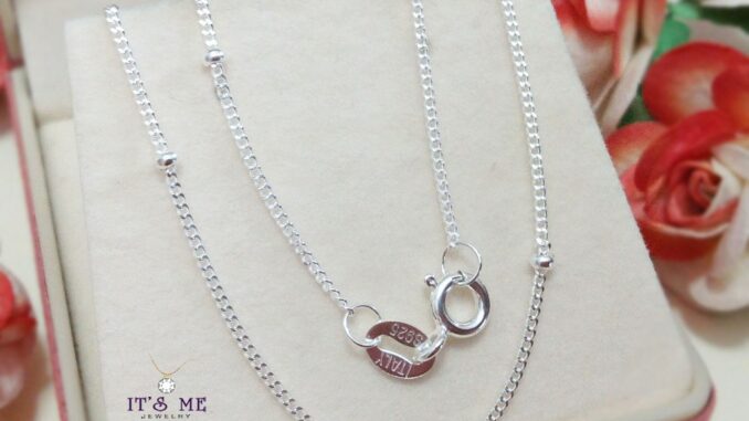 สร้อยคอเงินแท้92.5% ลายโซ่สลับหมุดกลมเส้นจิ๋ว (งานอิตาลี) : P0011