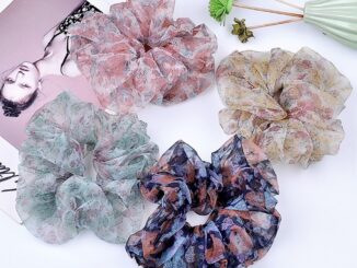 ↬ โดนัทมัดผม Floral Print ผ้าชีฟอง ลายดอกไม้ น่ารักมาก มาก
