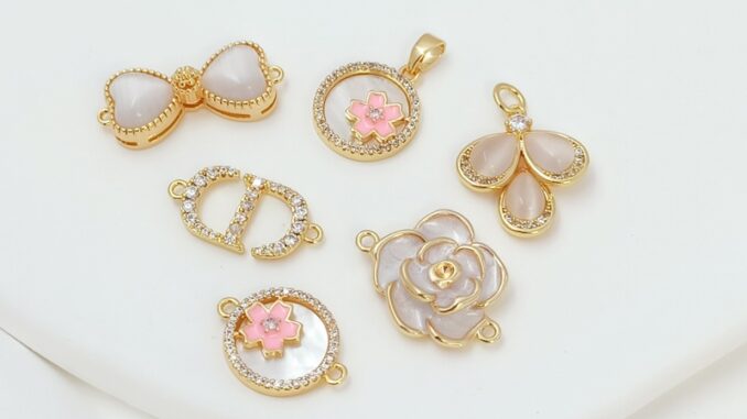 สติกเกอร์ทองแดง ชุบทองแท้ 14K ฝังเพทาย ทรงกลม รูปตาแมว ใบไม้ ดอกไม้ โบว์ ซีดี อุปกรณ์เสริม