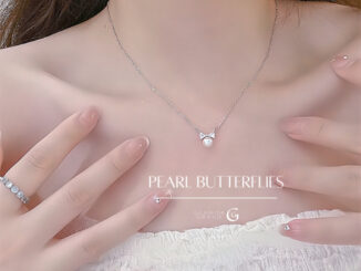 Glamor พร้อมส่ง สร้อยเงิน Pearl Butterflies สร้อยคอไข่มุกมีโบว์ ไข่มุกขาวนวล  สร้อยคอมุกสวยๆ สร้อยเงินแท้ สร้อยคอแฟชั่น
