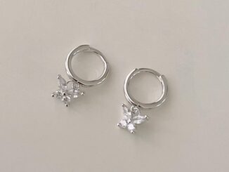 Winterwinter Jewelry Silver925 : เครื่องประดับเงินแท้ เงินแท้925 ต่างหูเงิน ต่างหูห่วง ผีเสื้อ ประดับเพชร cz