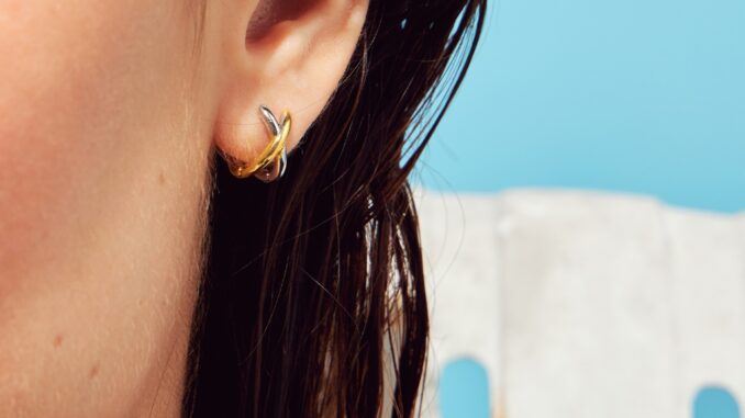 First Light Morning :  Xna Earrings ต่างหูห่วง ทูโทน