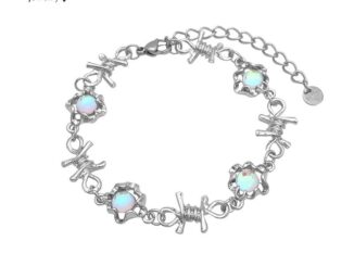 สร้อยข้อมือเงิน 17 กม. หวานแหวว สําหรับผู้หญิง MoonStone Thorn Splice โซ่สร้อยข้อมืออุปกรณ์เสริมเครื่องประดับ