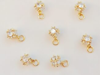 จี้ลูกบอลเพทาย สีทอง 14k ขนาดเล็ก 8 มม. สําหรับทําเครื่องประดับ สร้อยคอ สร้อยข้อมือ diy