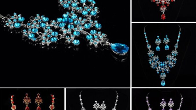 HH ชุดเครื่องประดับเจ้าสาว สร้อยคอ ต่างหู พลอยเทียม คริสตัล สีแดง สไตล์บาร็อค วินเทจ แฮนด์เมด