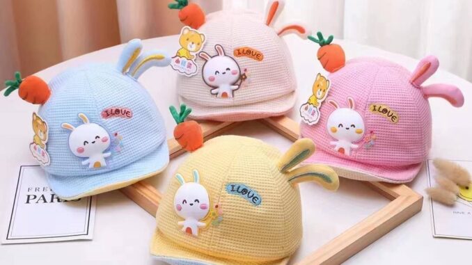 หมวกแก๊ปเด็กปักตัวอักษร/การ์ตูน (มีหลากสี) กันแดดกีฬาใส่ได้ทั้งผู้หญิงและผู้ชายอายุ​1_3ปี