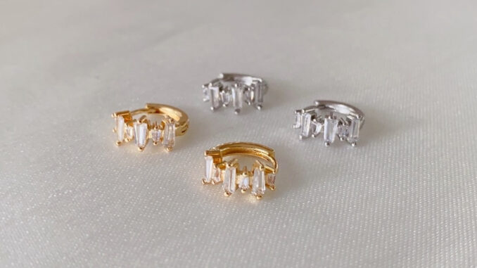 215-littlegirl gifts- Layer square diamond earclip s925