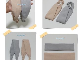 ผ้าคาดผมแบบเรียบผ้าลูกฟูก สีครีมเข้ม / สีเทา Corduroy cotton Headbands