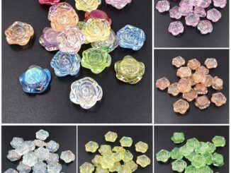 จี้ลูกปัดดอกกุหลาบ AB สีเมจิก สําหรับทําเครื่องประดับ สร้อยข้อมือ สร้อยคอ DIY 10 ชิ้น