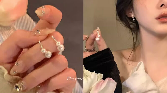 ต่างหูมุก ประดับเพชร สวยหรู แฟชั่นเกาหลีใต้ ของขวัญวันเกิด สําหรับนักเรียนหญิง