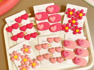 พร้อมส่ง กิ๊บติดผมหน้าม้า รูปปากเป็ด น่ารัก สีชมพู อุปกรณ์เสริม 5 ชิ้น