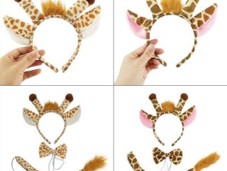 Treeling 3 ชิ้น เทศกาล ปาร์ตี้ ยีราฟ ผม ห่วง หาง ผูก ชุดที่คาดผม ฮาโลวีน คริสต์มาส เครื่องแต่งกาย คอสเพลย์ ที่คาดผม